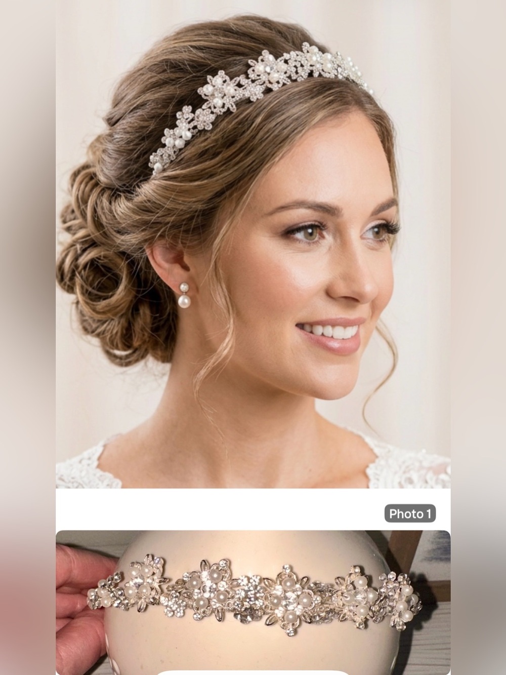 Pearl & Crystal Floral Bridal Headband - White